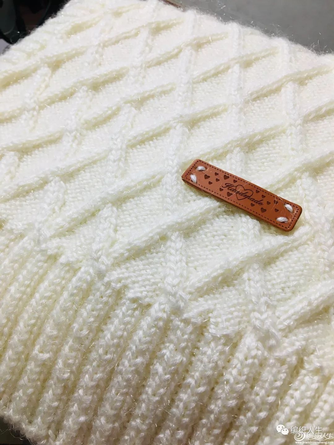 棒针棋盘格围巾图解,菱形镂空花披肩围巾编织视频