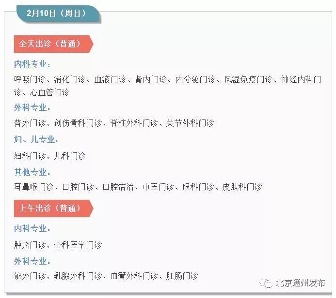 通州6大医院春节期间出诊表来啦！仅供收藏，最好用不上哦~