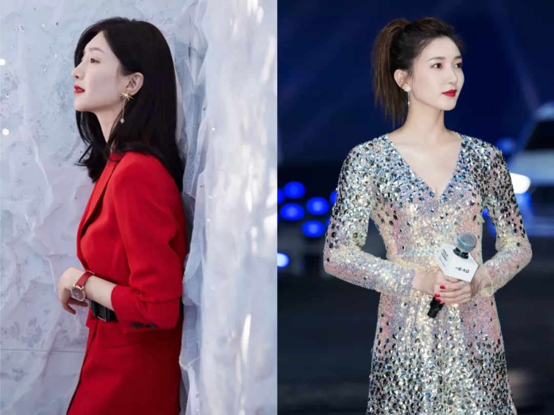 江疏影穿搭日常,照片中的江疏影身穿拼接格子衬衫