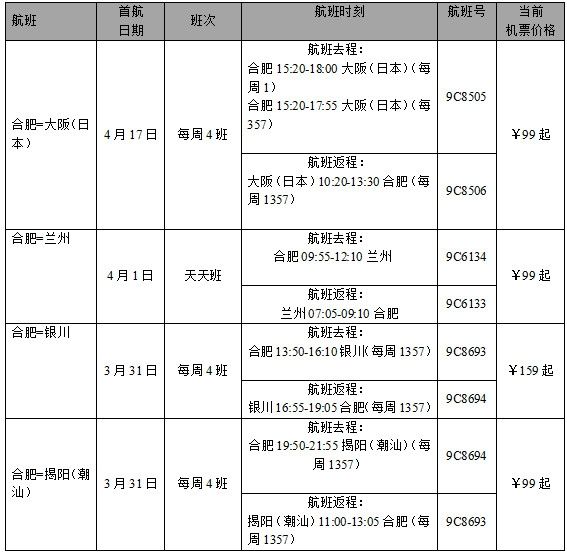 春秋航空合肥航线,春秋航空上海飞昆明及大连