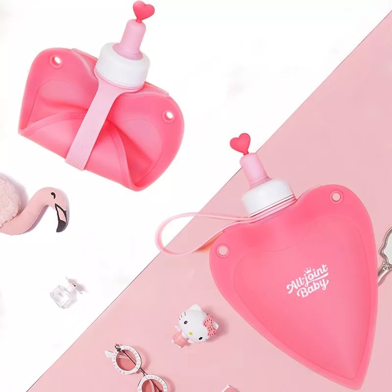 可以折叠的水壶好有创意,可以拉出来的爱心包包