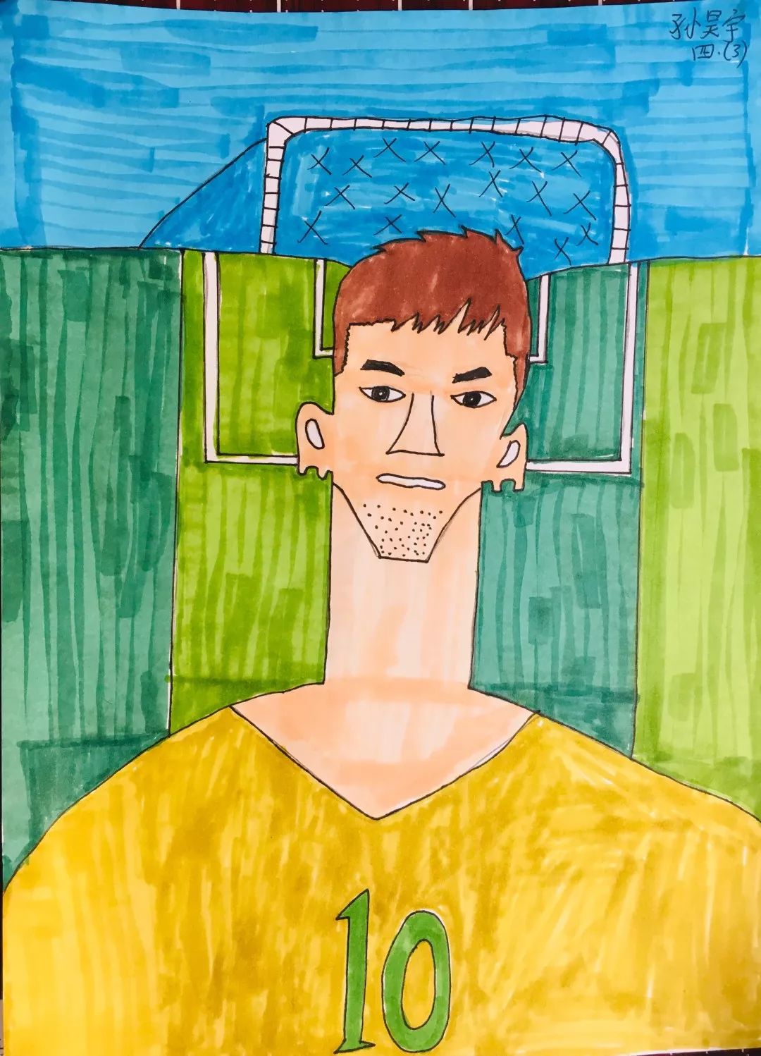 简笔画c罗与梅西,足球小学生c罗