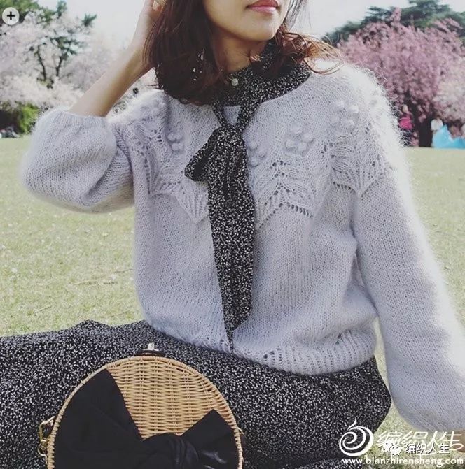 棒针粗线毛衣新款短款一字肩,仿珍珠手工毛衣链