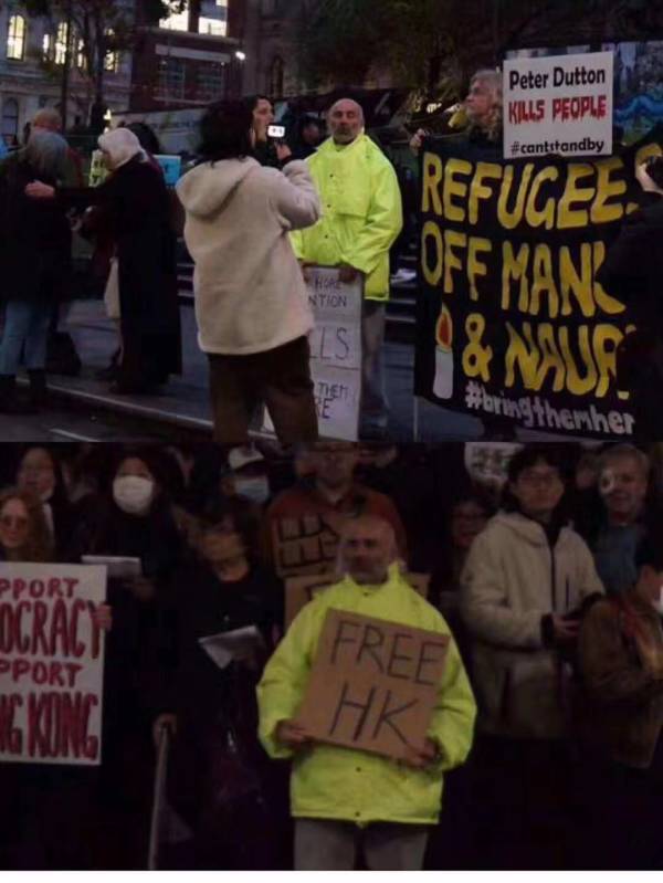 墨尔本留学生举国旗,墨尔本留学生护国旗