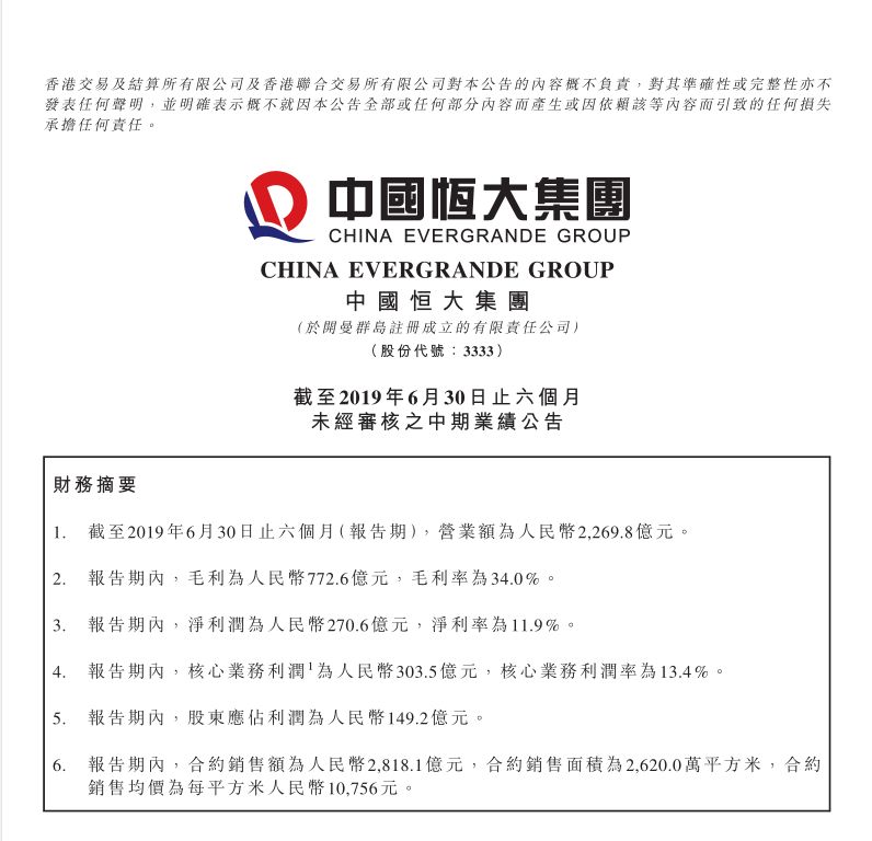 恒大的业绩,恒大集团5万亿