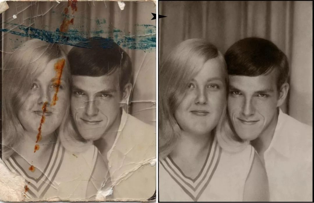 原来的老照片修复一下,修复污损老照片