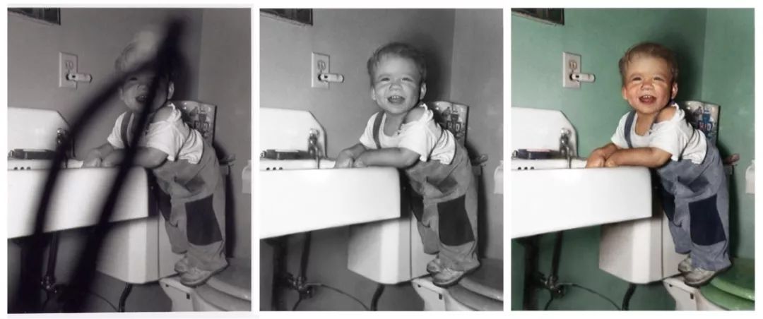 原来的老照片修复一下,修复污损老照片