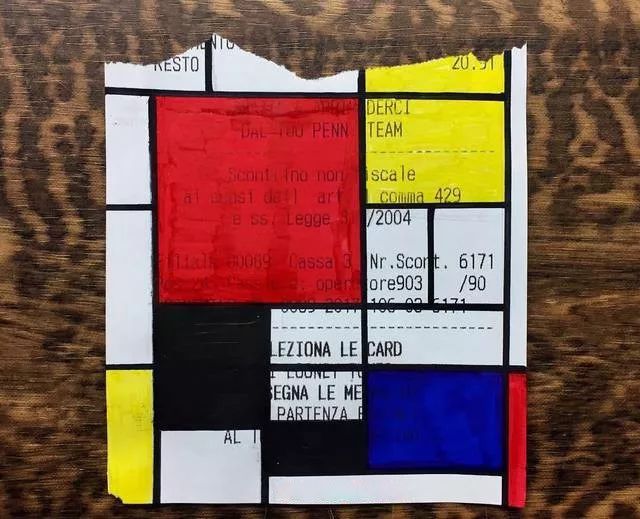 画纸用光了？多去几趟超市就有了。他把购物小票秒变成世界名画