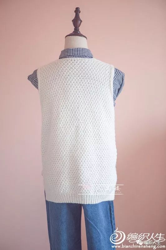 棒针女背心配色编织花样图解,达西妈妈女士圆领背心编织图解