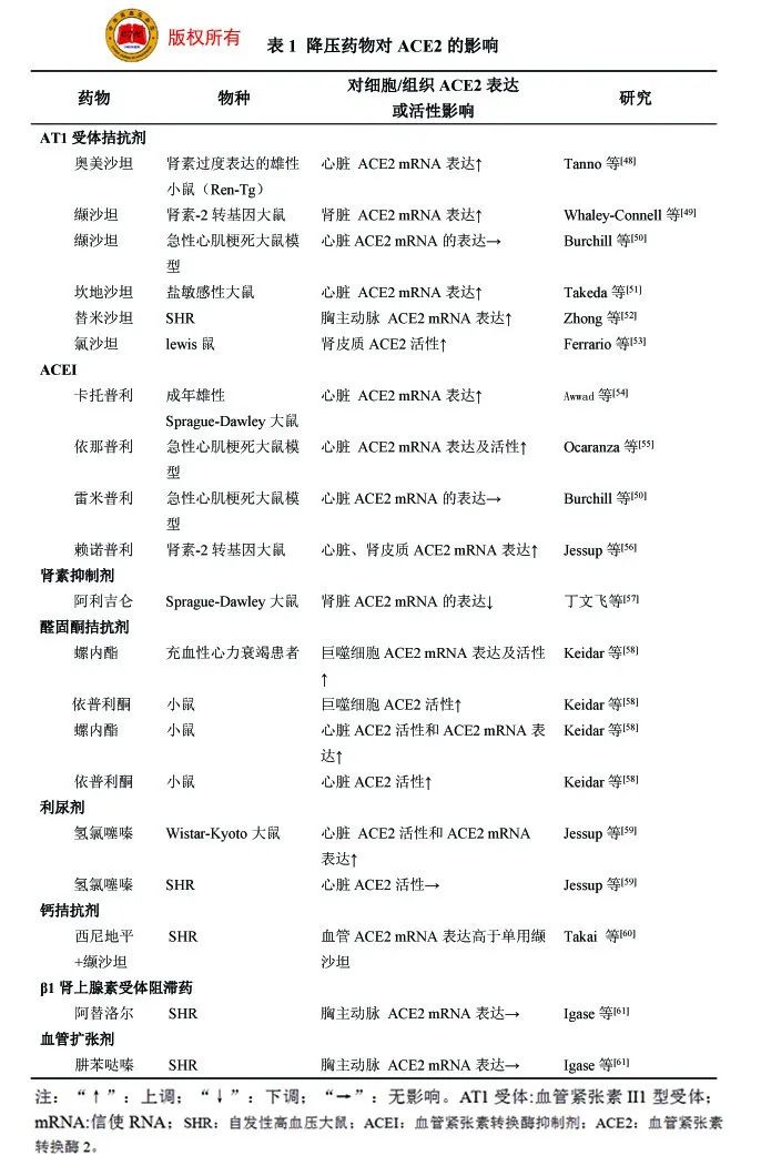 「新冠病毒肺炎专题」血管紧张素转换酶2和新型冠状病毒肺炎的关系及降压药物对血管紧张素转换酶2的影响