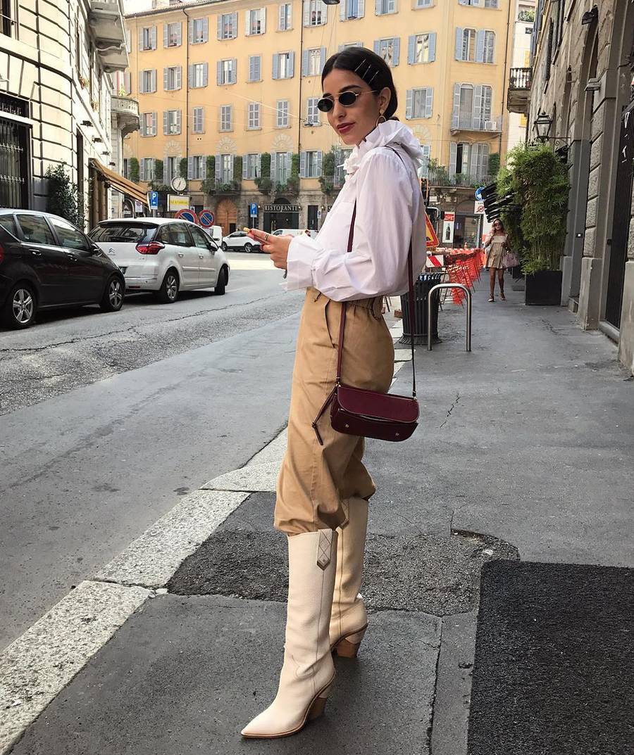 裤筒塞进靴子里的穿搭技巧,肥裤子怎样塞到马丁靴