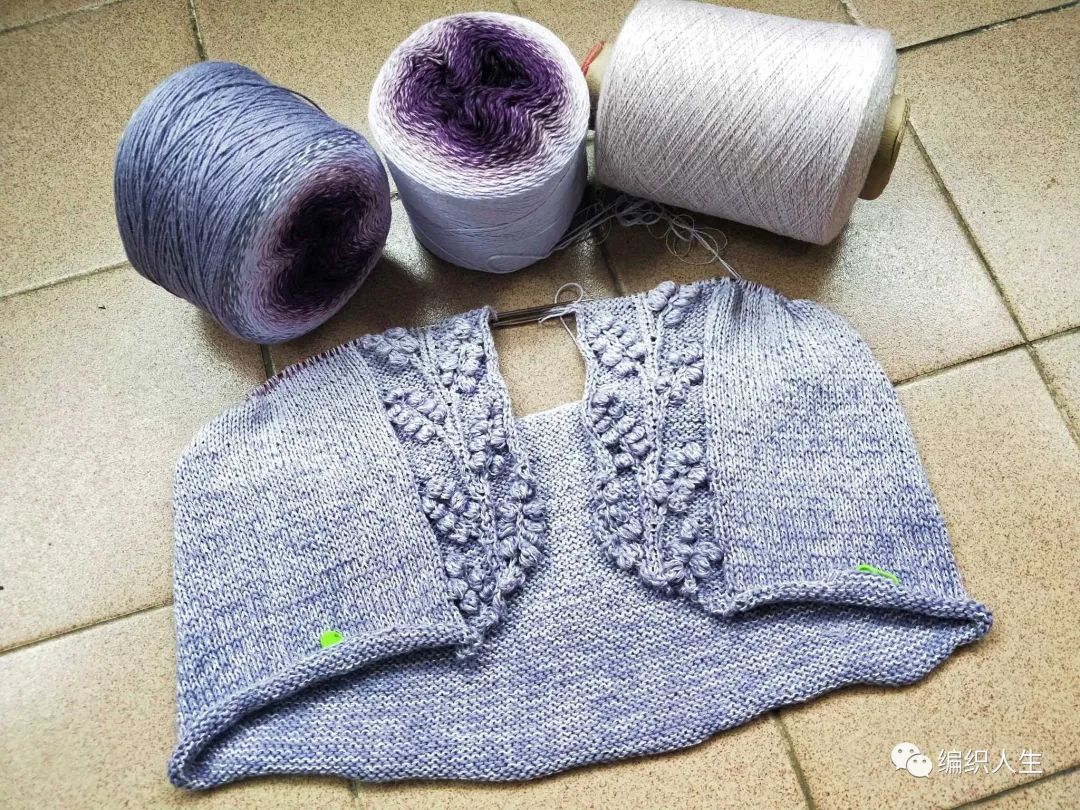 女士棒针圆摆长袖短开衫编织教程,针织吊带开衫两件套条纹绣花