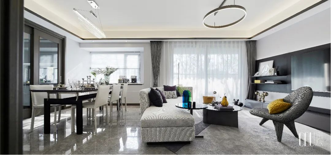 99平方现代轻奢样板房,金秋装修风格图片