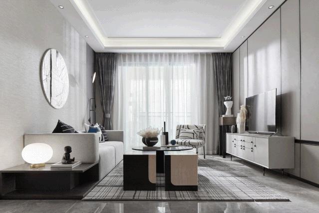 99平方现代轻奢样板房,金秋装修风格图片