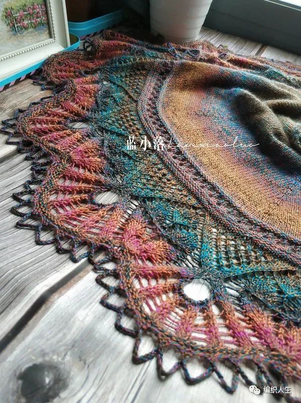 女式叶子花毛线披肩织法,花语大披肩图解