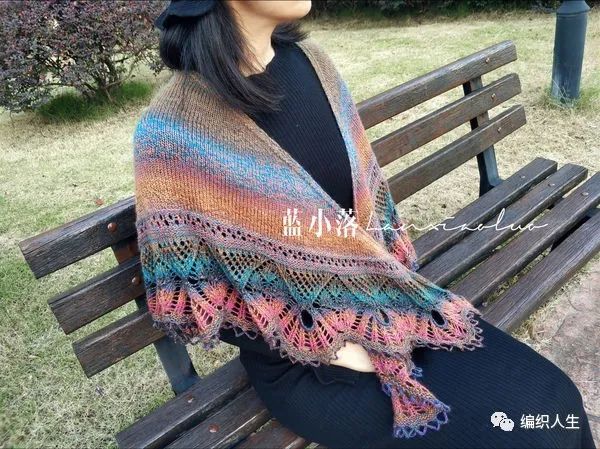 女式叶子花毛线披肩织法,花语大披肩图解