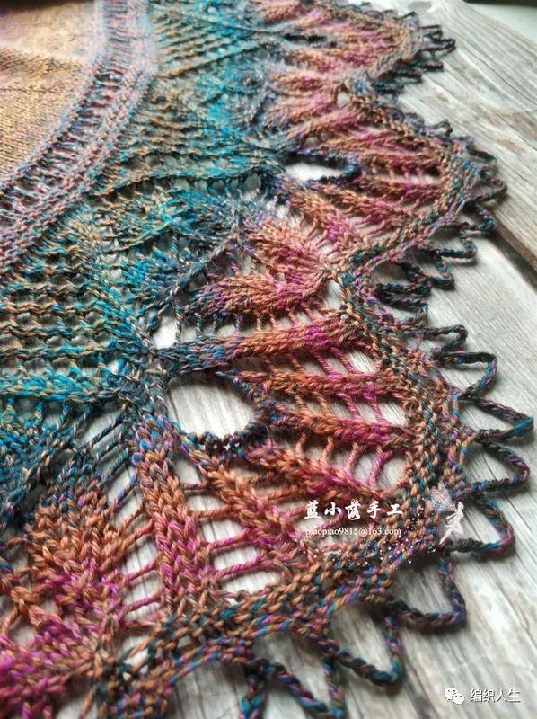 女式叶子花毛线披肩织法,花语大披肩图解