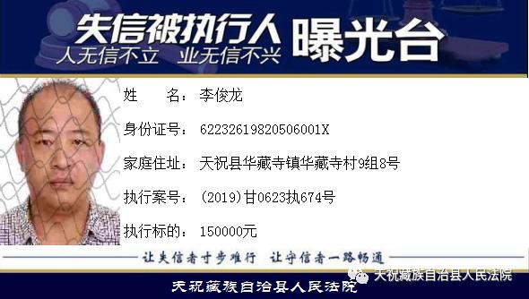 最近公布的失信人,最新一批失信人员