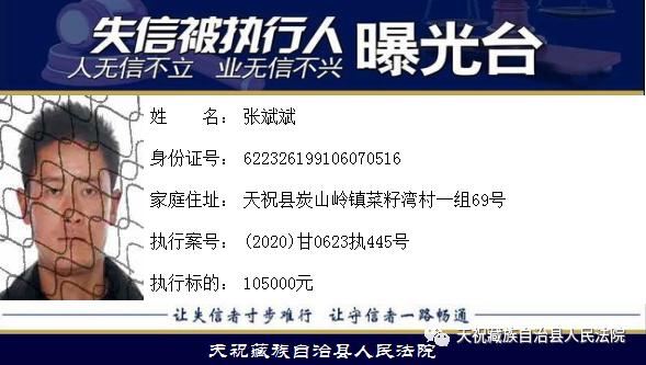 最近公布的失信人,最新一批失信人员