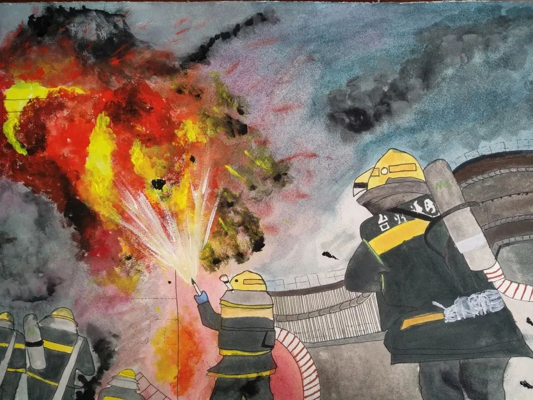 119消防创意美术活动,119消防宣传主题画