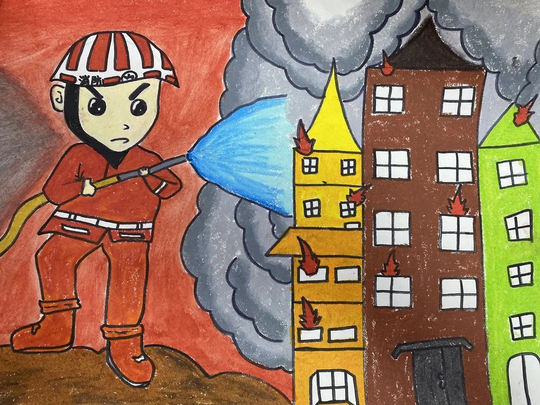 119消防创意美术活动,119消防宣传主题画