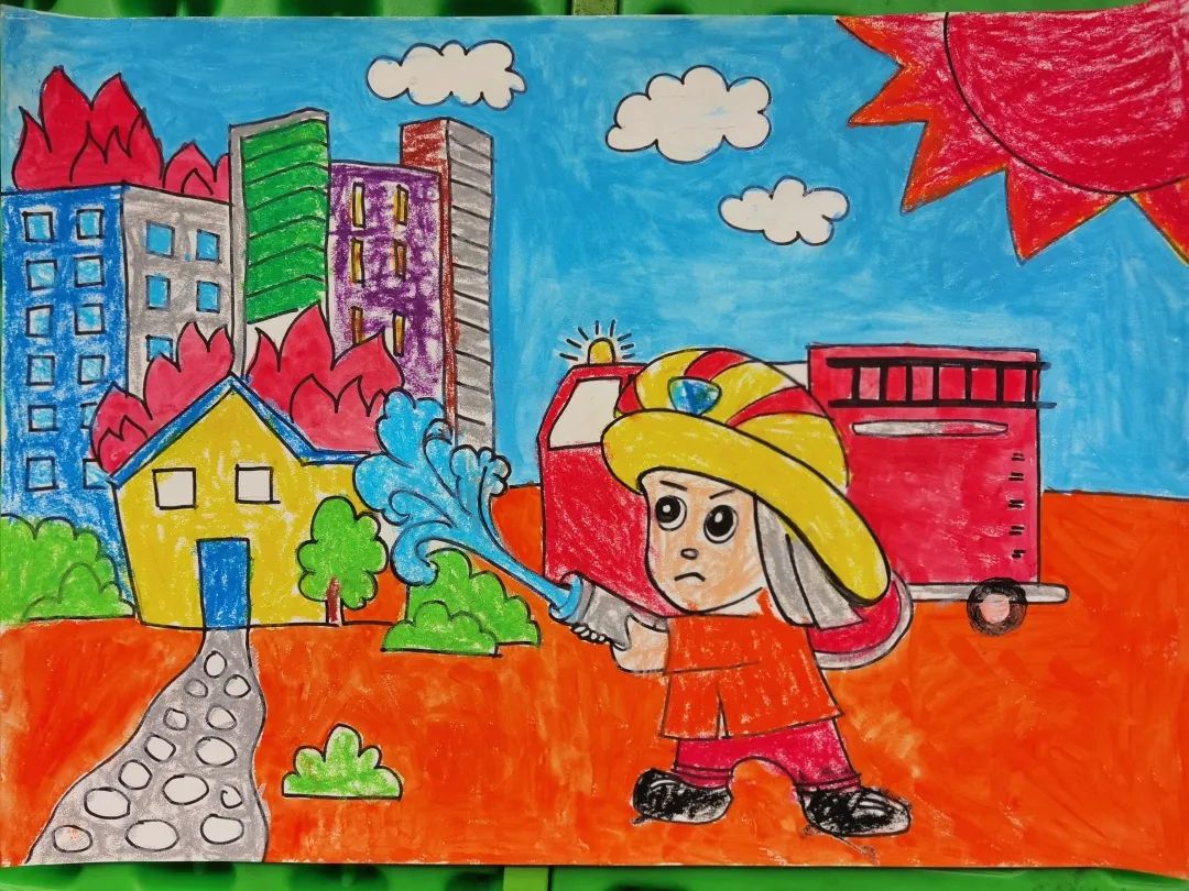 119消防创意美术活动,119消防宣传主题画