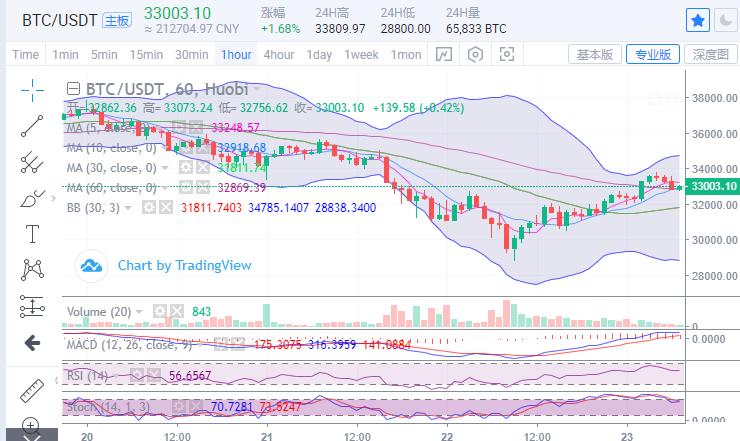 *币特比**重回33800一线，多头量能持续回暖