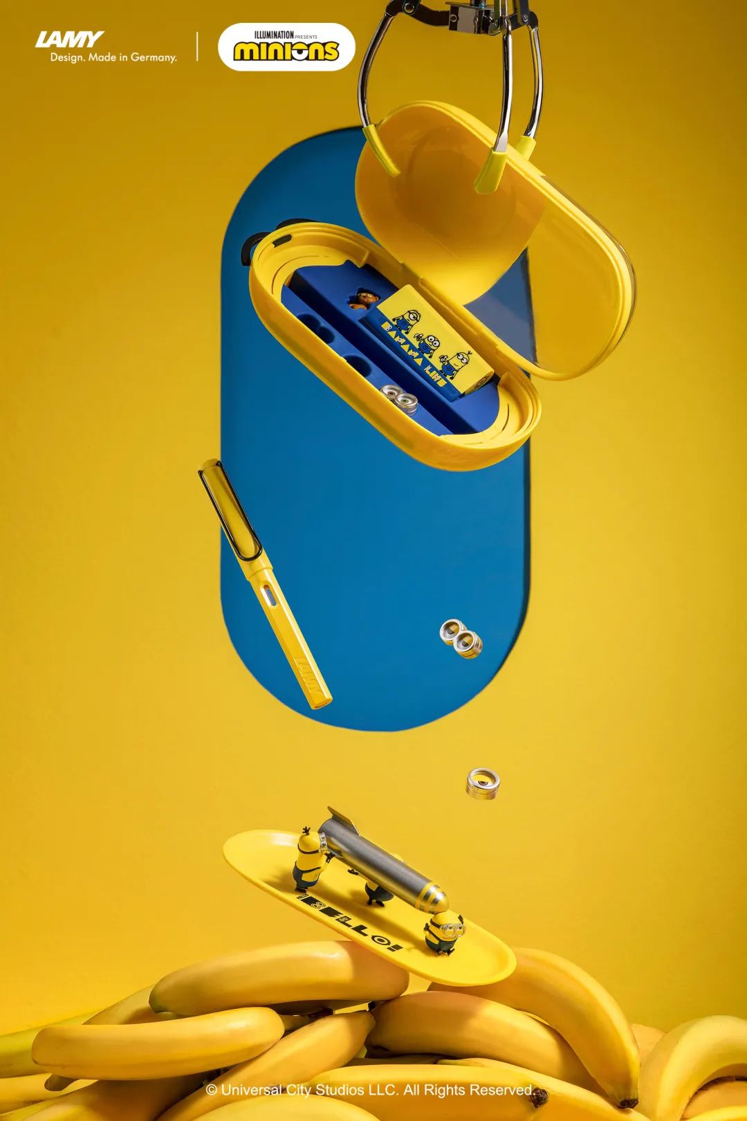 凌美环球影城联名钢笔,环球影城小黄人联名手办