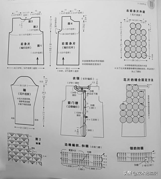 圆形花片拼接钩织衣服开衫,女士短款开衫的编织教程