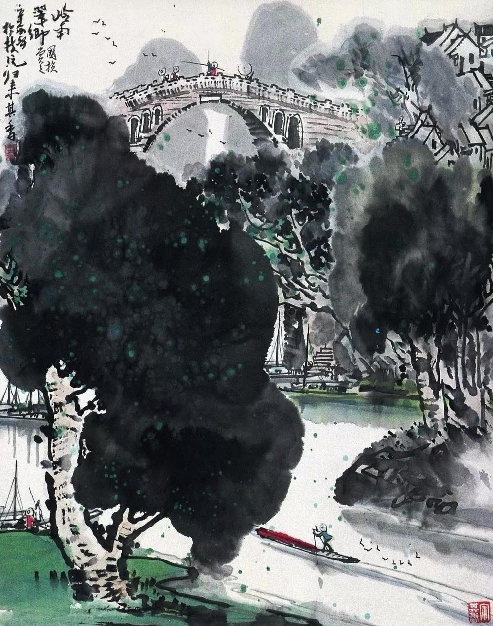 水墨画夜景欣赏,画夜景最好的中国画