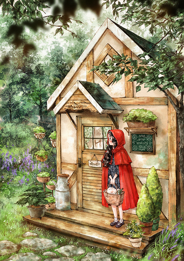韩国插画师森林女孩日记图文,水彩插画森林女孩日记