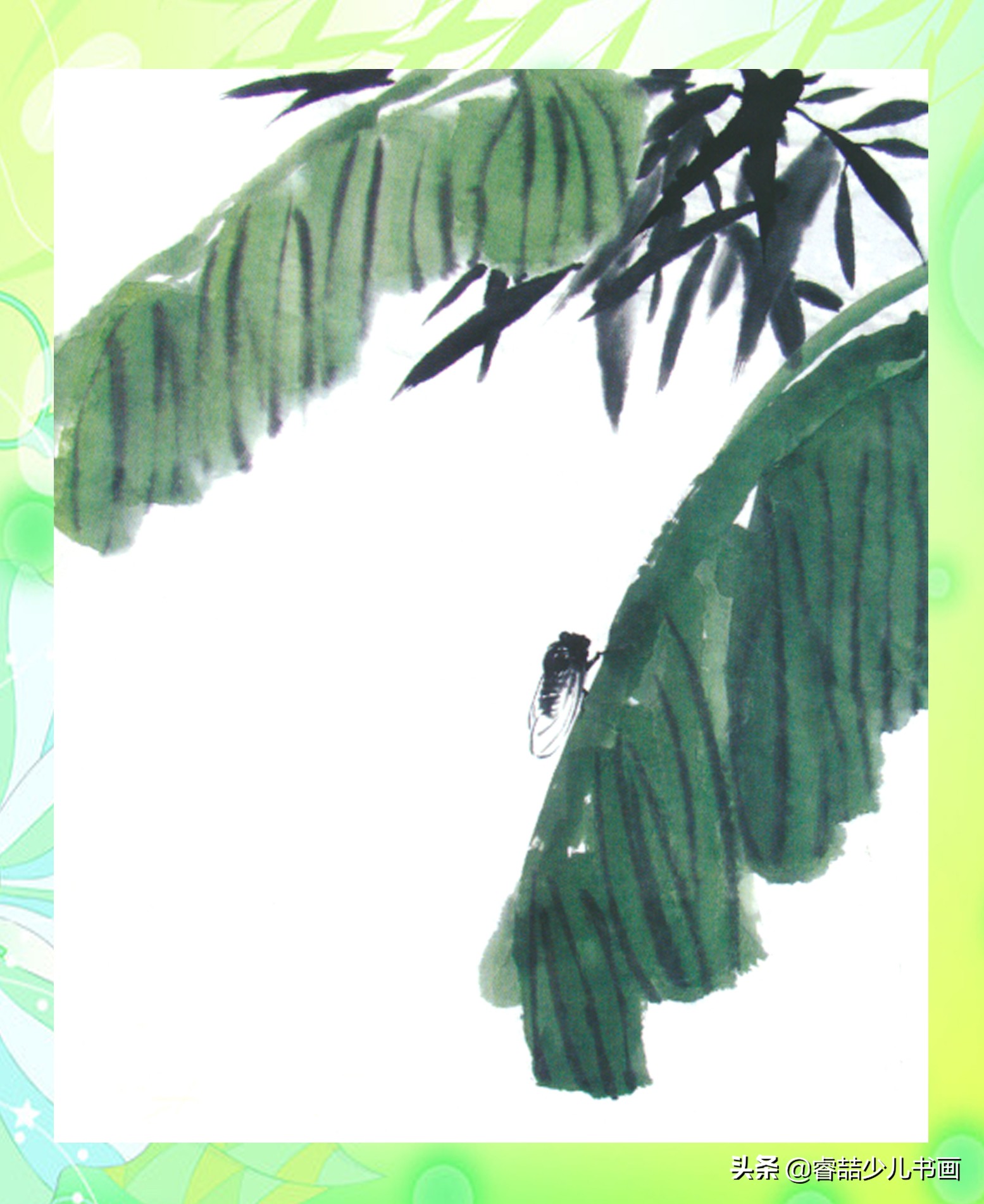 中国画墨画教学,墨蝉与绿蝉怎么画