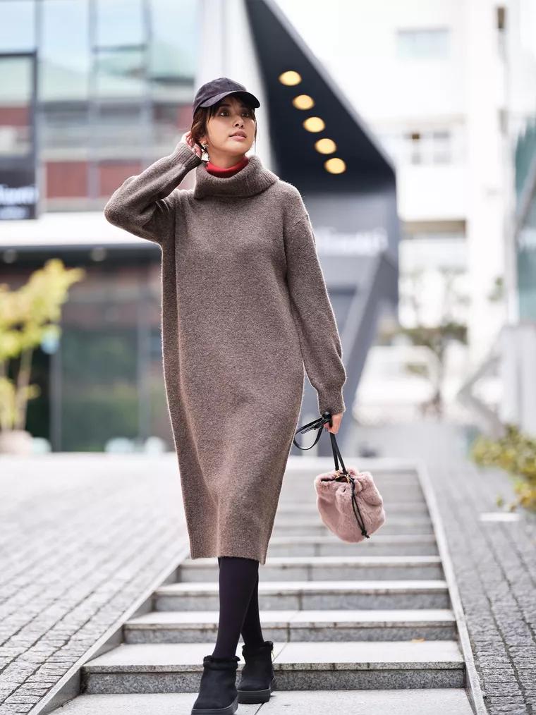 冬季无袖连衣裙怎么搭配,冬季粉色连衣裙打底裤搭配