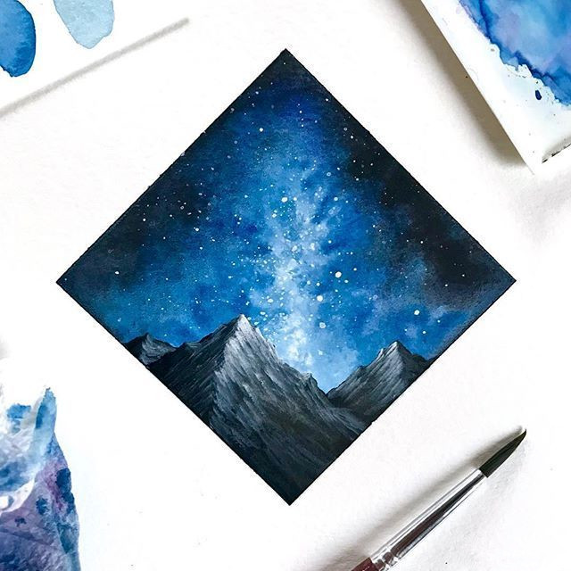 水彩创意星空插画，用画笔描绘出美轮美奂的天空！