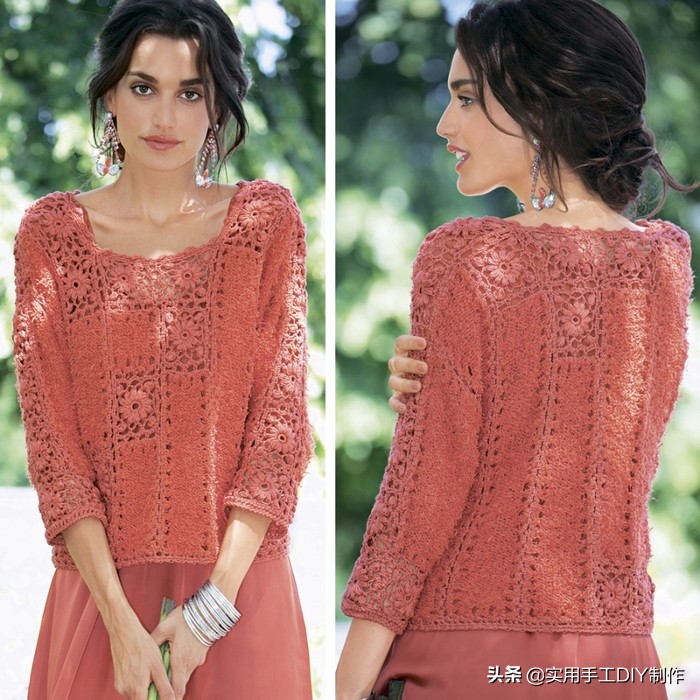 夏朵春季蕾丝棒针图解,细线蕾丝毛衣图解