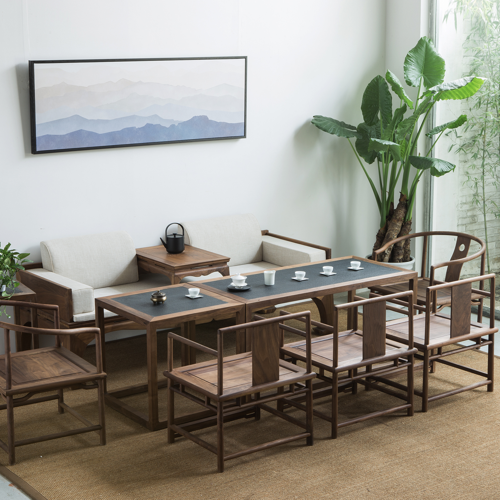 老榆木家具客厅效果图新中式,老榆木是最具性价比实木家具