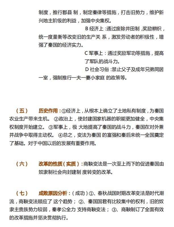 高中历史:选修一知识点总结!方法不对,努力白费