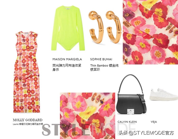 黄色花卉法式风情印花,风情印花潮