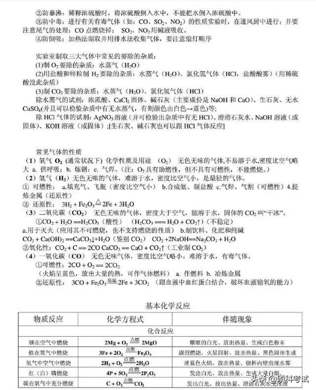 初三化学知识点总结归纳完整版,人教版初三化学上册知识点归纳