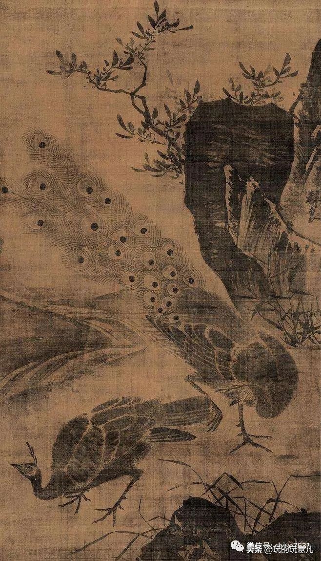 中国画孔雀名作,中国名画孔雀