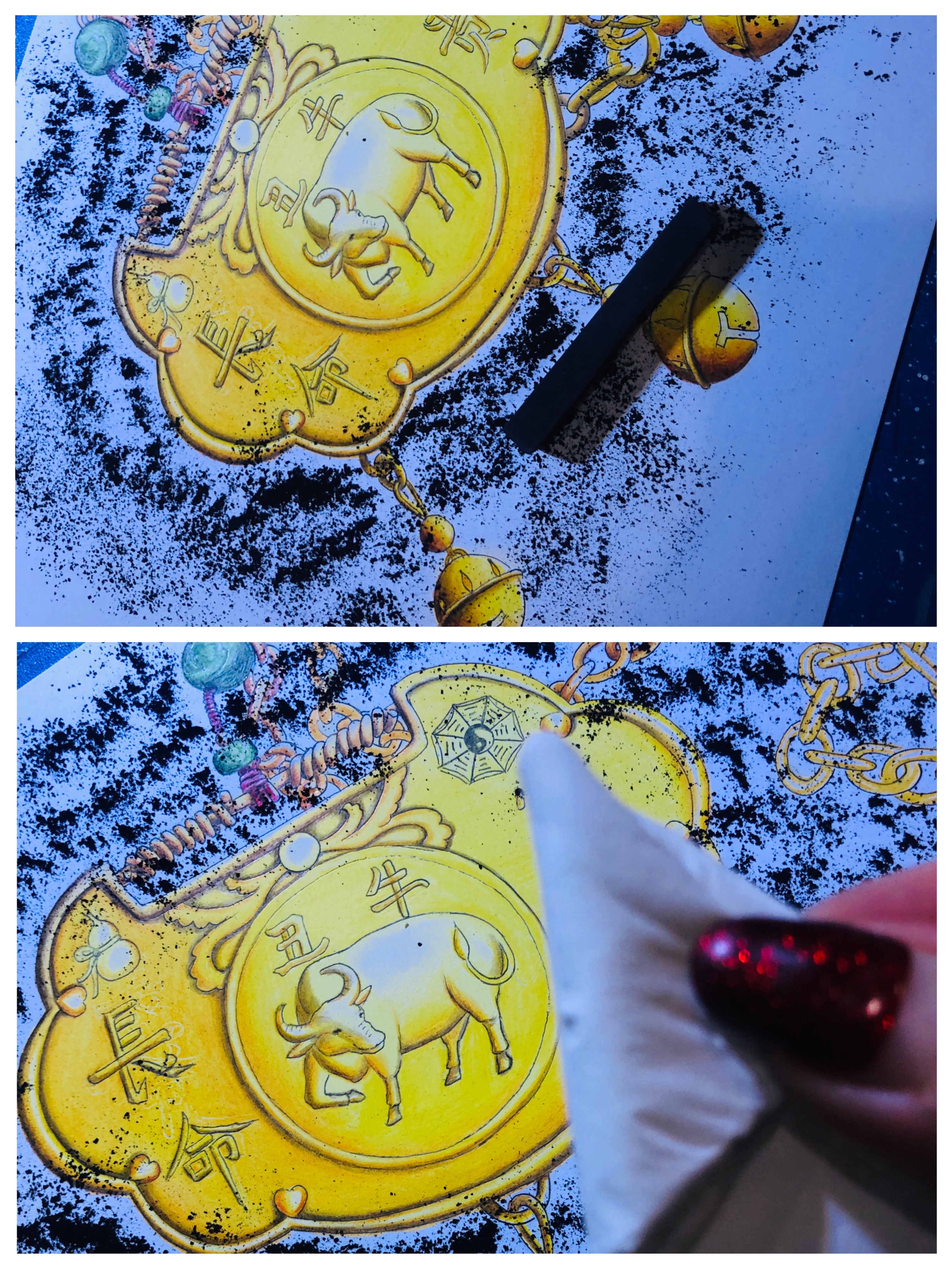 长命锁手绘,长命锁简笔画作品