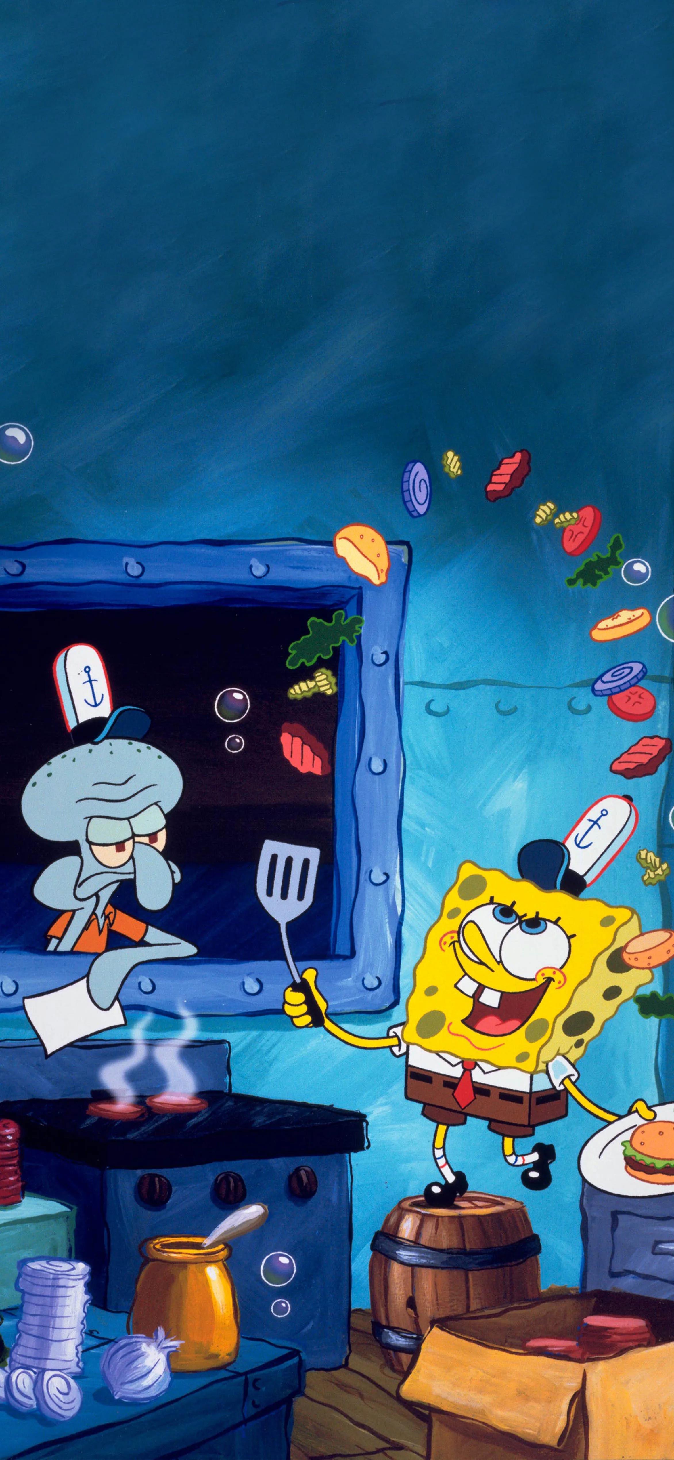 海绵宝宝壁纸动态竖屏,一组海绵宝宝高清壁纸