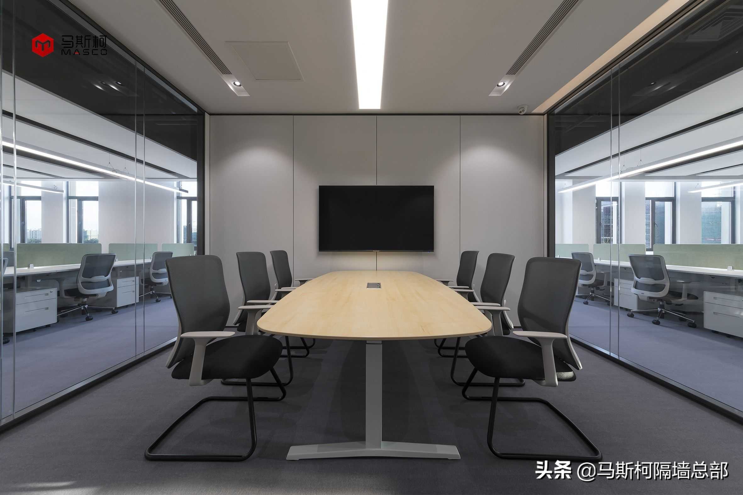 办公室防火玻璃隔断图片,办公室断桥铝防火大玻璃隔断