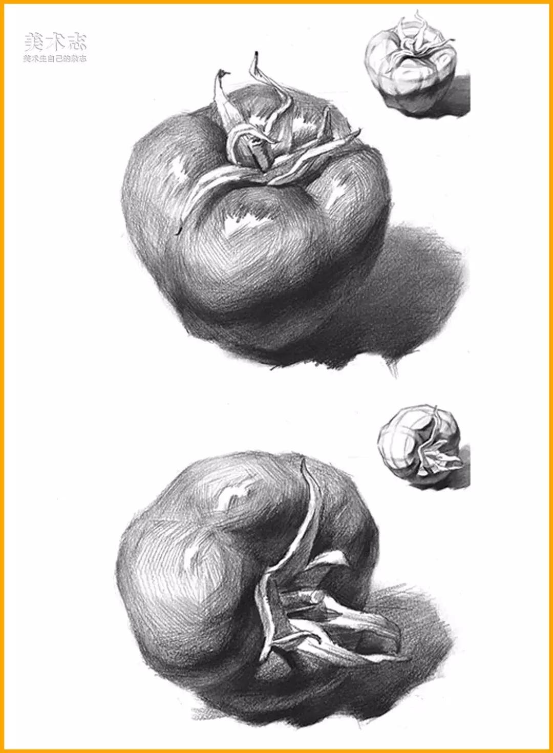 素描常见水果,适合新手的100幅素描画蔬菜水果