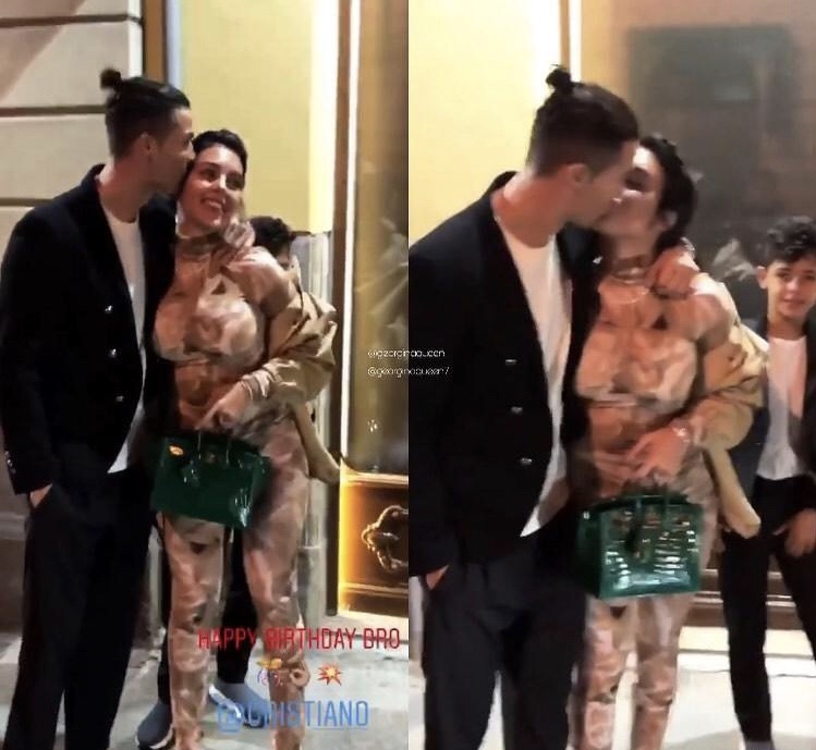 c罗和乔治娜齐齐秀恩爱视频,c罗与乔治娜在皇马亲吻