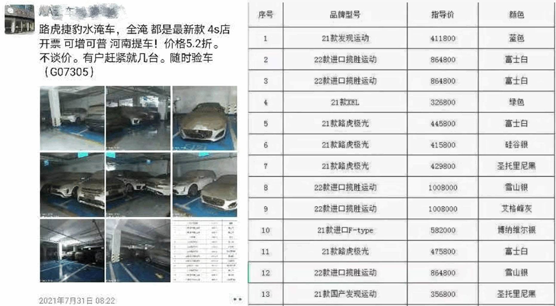 路虎泡水车比市场价便宜多少,泡水路虎汽车价格