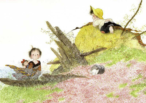 日本童趣主题画,儿童绘画日本艺术