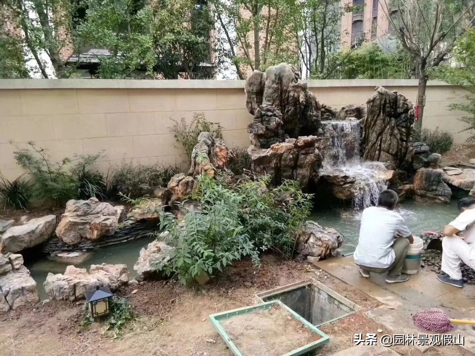 泰州假山鱼池施工费用,农村庭院鱼池假山制作全过程