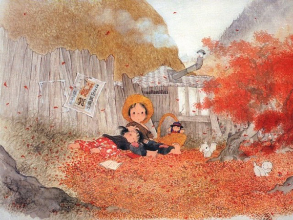 日本童趣主题画,儿童绘画日本艺术
