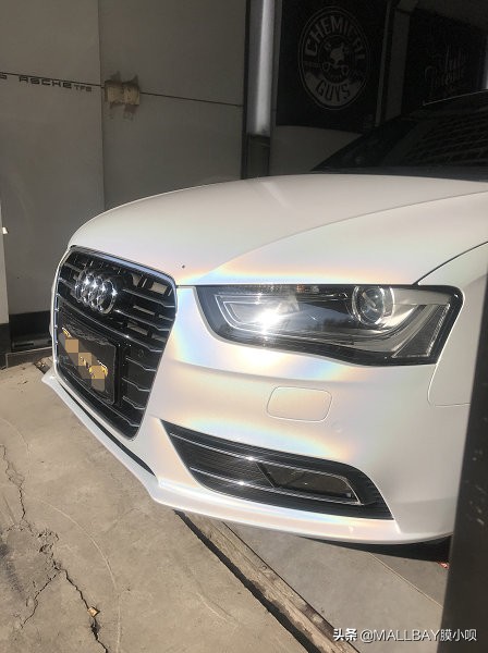 奥迪a4l改色幻彩珊瑚冰雪蓝,奥迪a4l改色七彩镭射白